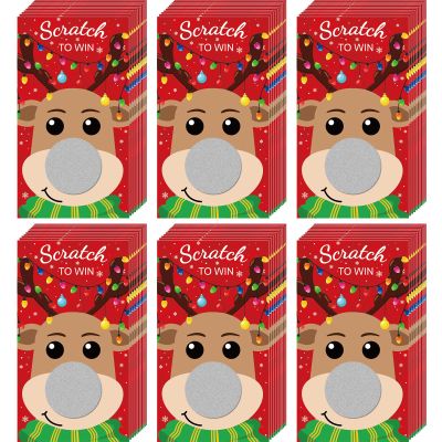 60 Pieces Christmas Scratch Off Cards Stickers Christmas Party Games Blank Gift Certificate for Festive Raffle Tickets 3.5 x 2.1 inch Deer Party Favors Games Supplies