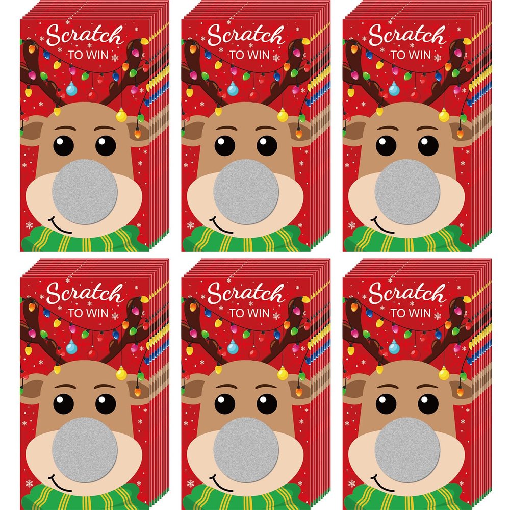 60 Pieces Christmas Scratch Off Cards Stickers Christmas Party Games Blank Gift Certificate for Festive Raffle Tickets 3.5 x 2.1 inch Deer Party Favors Games Supplies