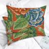 MangGou Chinoiserie Peony Chinese Floral Pillow Case Orange and Navy Lumbar Throw Pillow Covers Set of 2 Asian Inspired Cushion Cover 20x26in Accent Body Pillowcase Decor for Couch Sofa Bed Car view 1