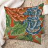 MangGou Chinoiserie Peony Chinese Floral Pillow Case Orange and Navy Lumbar Throw Pillow Covers Set of 2 Asian Inspired Cushion Cover 20x26in Accent Body Pillowcase Decor for Couch Sofa Bed Car view 2
