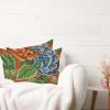 MangGou Chinoiserie Peony Chinese Floral Pillow Case Orange and Navy Lumbar Throw Pillow Covers Set of 2 Asian Inspired Cushion Cover 20x26in Accent Body Pillowcase Decor for Couch Sofa Bed Car view 3