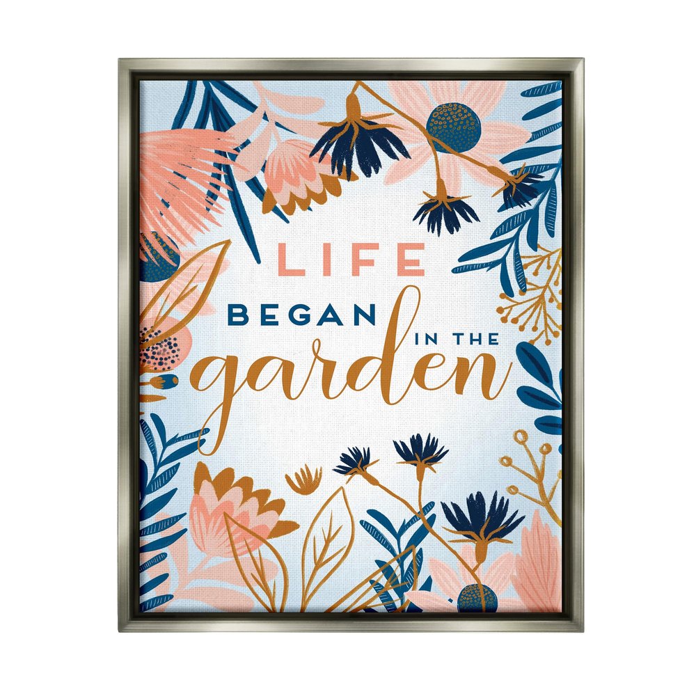 Stupell Industries Pink & Blue Gardening Framed Floater Canvas Wall Art by Fineapple Pair