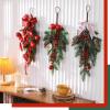 Christmas Decoration with Lights Garland Door Hanging, Christmas Upside Down Tree Half Face Tree, Rattan Wall Hanging Christmas Decoration Dress Up Items view 2
