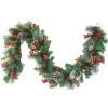 Christmas European PVC Wreath, Pine Needles Mixed with Pine Cones and Red Fruits 2.7 M Hanging Cane, Front Door Mantelpiece Decoration, Dress-Up Piece to Create a Festive Atmosphere view 1