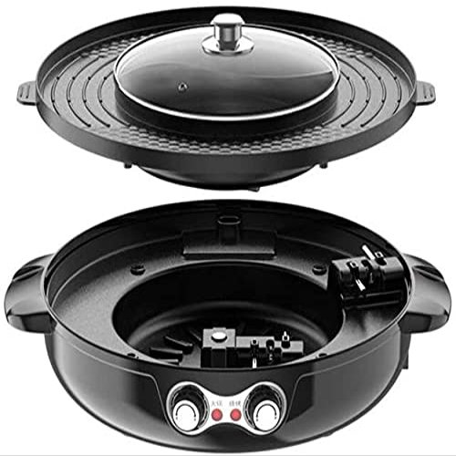 Electric Grill Indoor 2200W Electric Smokeless Grill And Hot Pot, 220V Detachable Easy To Clean BBQ & Shabu Shabu with Independent Temperature Control for 2-8 People Family Gathering Friend Meeting Pa