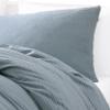 Benjara Uvi 3 Piece Queen Comforter Set, Cotton, Natural Crinkled Texture, Blue view 2