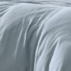 Benjara Uvi 3 Piece Queen Comforter Set, Cotton, Natural Crinkled Texture, Blue view 3