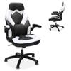 RESPAWN 3085 Ergonomic Gaming Chair for Adults, High Back Office Chair with Headrest and Flip Up Arms, Leather Racing Style Gaming Seat with Lumbar Support, Video Game Computer Desk Seat - White view 1