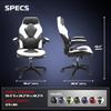 RESPAWN 3085 Ergonomic Gaming Chair for Adults, High Back Office Chair with Headrest and Flip Up Arms, Leather Racing Style Gaming Seat with Lumbar Support, Video Game Computer Desk Seat - White view 2