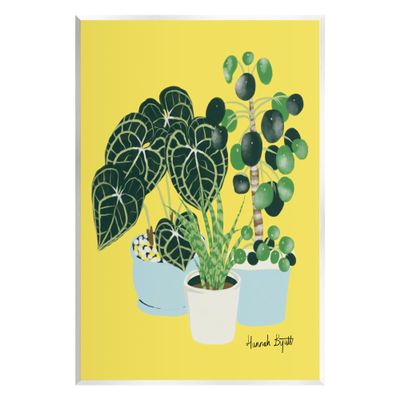 Stupell Industries House Plants on Yellow Wall Plaque Art by Hannah Byatt