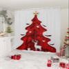 Xmas Tree Shower Curtain, Christmas Contemporary Red Deer Star Bird Waterproof Washable Boho Funny Cute Shower Curtains Set for Bathroom Farmhouse Bathtubs Curtains Decor Set 48"Wx72"L with Hooks view 2