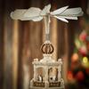 USA SUPREME German Style Christmas Pyramid Carousel Decoration  17.5 Inches - Wood Nativity Scene Set -Table Top Holiday Decor - 6 Candle Holders - of German Design. view 3