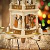 USA SUPREME German Style Christmas Pyramid Carousel Decoration  17.5 Inches - Wood Nativity Scene Set -Table Top Holiday Decor - 6 Candle Holders - of German Design. view 4