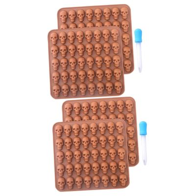 ABOOFAN 2sets Halloween Skull Cookie Silicone Baking with Dropper Flexible and for Easy Demoulding High Temperature for Cookies and Cake Decorations