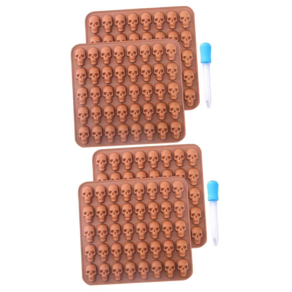 ABOOFAN 2sets Halloween Skull Cookie Silicone Baking with Dropper Flexible and for Easy Demoulding High Temperature for Cookies and Cake Decorations