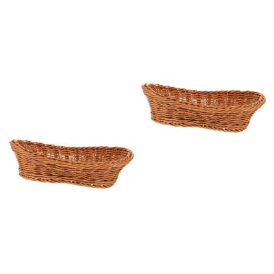 ABOOFAN 2pcs Weaving Storage Basket Natural Woven Snack Serving Holder for Fruits Breads Candies Decorative Desktop Organizer Stylish Design for Home Kitchen Use