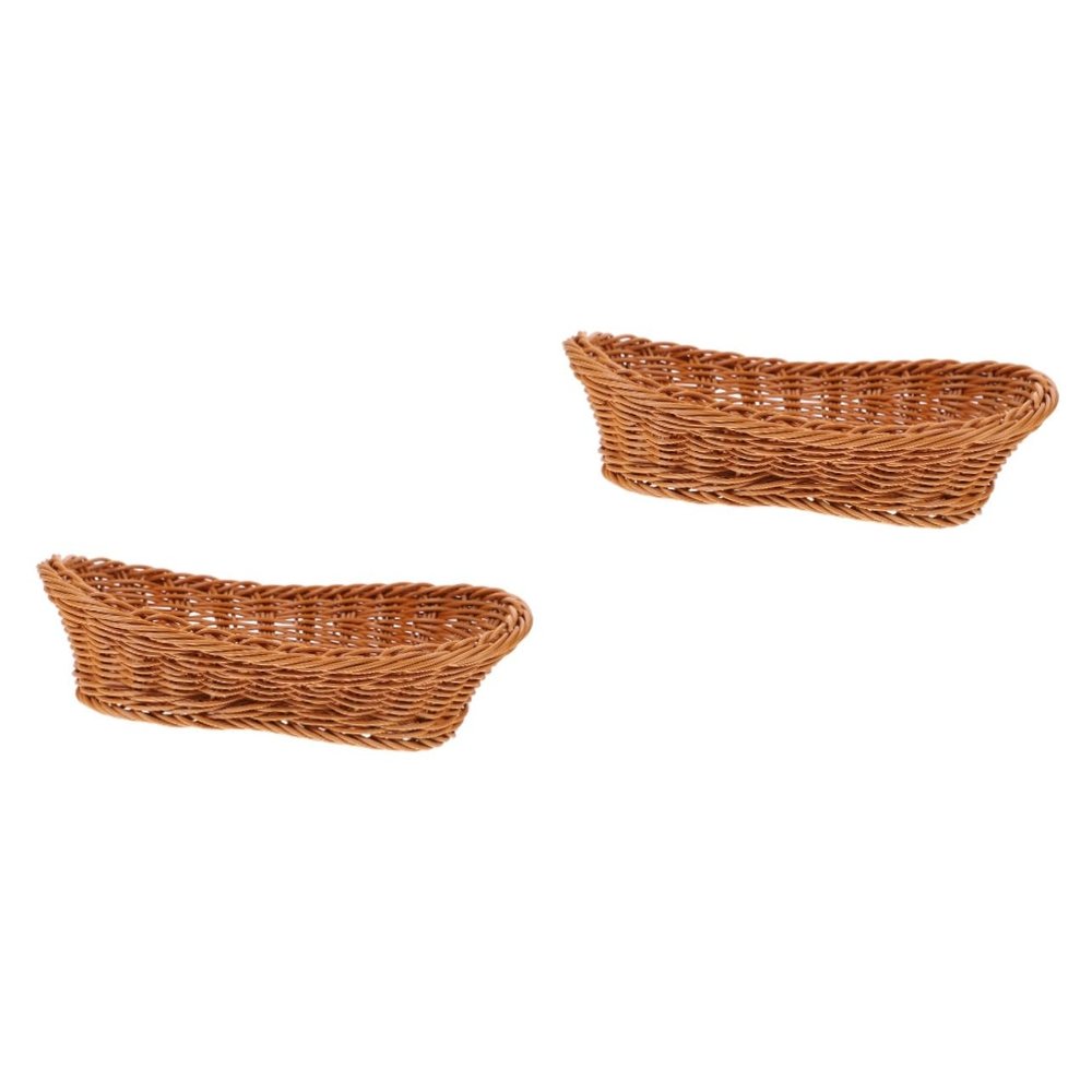 ABOOFAN 2pcs Weaving Storage Basket Natural Woven Snack Serving Holder for Fruits Breads Candies Decorative Desktop Organizer Stylish Design for Home Kitchen Use