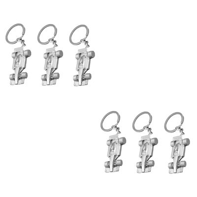 VICASKY 6pcs Chic Racing Car Shape Keychain Unique Key Holder Decoration for Men and Women Durable Silver Key Ring for Bags Backpacks and