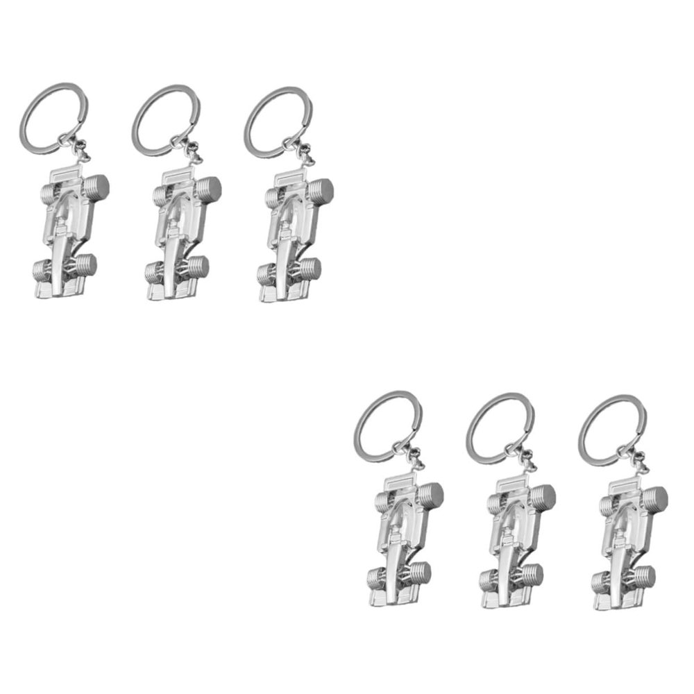 VICASKY 6pcs Chic Racing Car Shape Keychain Unique Key Holder Decoration for Men and Women Durable Silver Key Ring for Bags Backpacks and