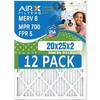 20x25x2 Air Filter MERV 8 Rating, 12 Pack of Furnace Filters Comparable to MPR 700 & FPR 5 - Made in USA by AIRX FILTERS WICKED CLEAN AIR. view 1