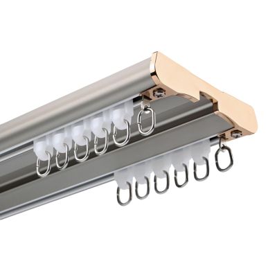 PQPQLI Heavy-Duty Ceiling Curtain Track, Double Curtain Rails Track, Room Divider Curtain Rods, Aluminum, for Privacy Curtains, RV Curtains, Shower Curtains(Gray,3.6m/12FT/3 * 120cm)