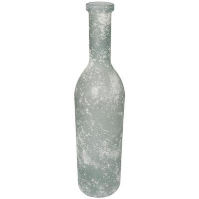 Deco 79 Recycled Glass Handmade Decorative Vase Frosted Spanish Bottle Centerpiece Vase, Flower Vase for Home Decoration 7" x 7" x 29", Clear