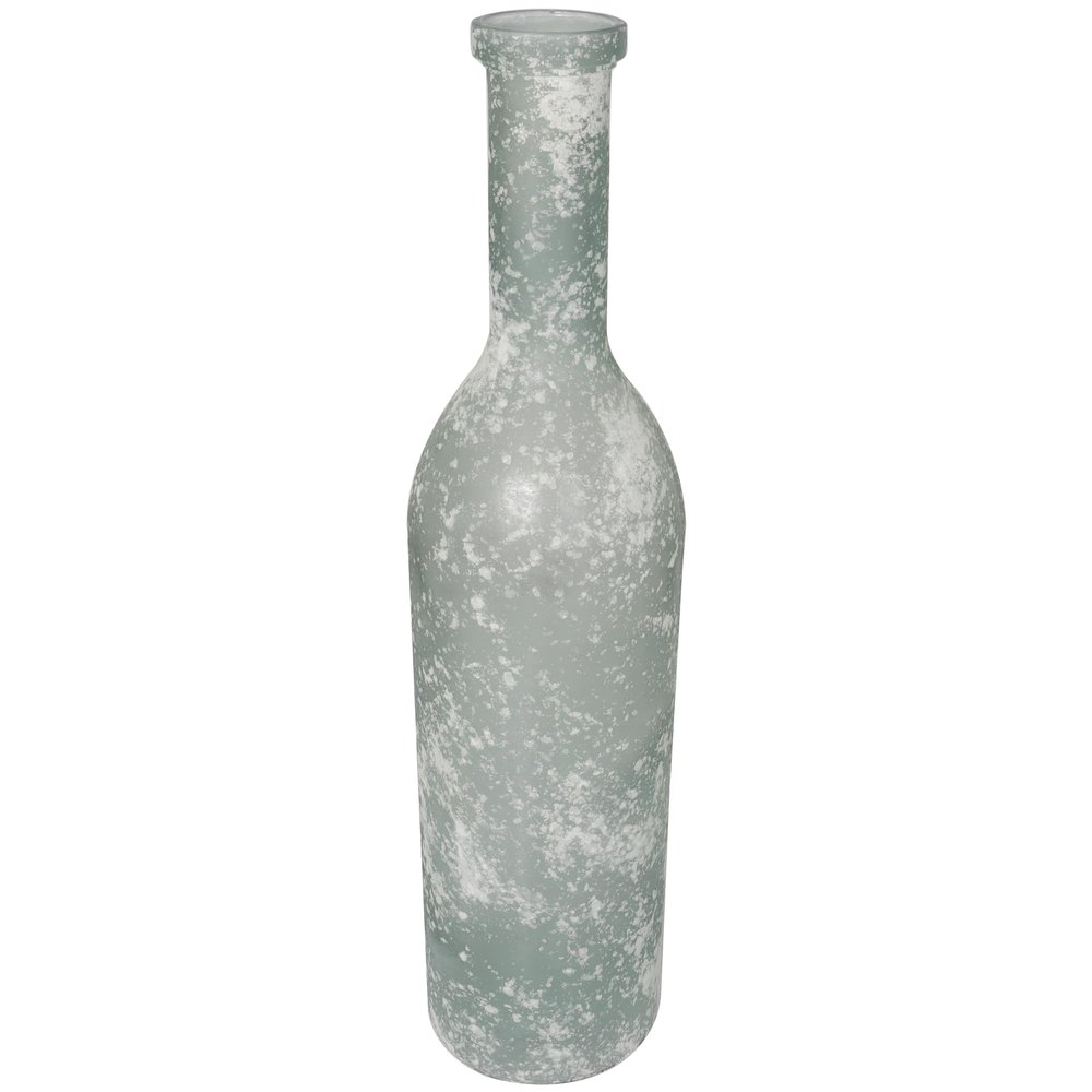 Deco 79 Recycled Glass Handmade Decorative Vase Frosted Spanish Bottle Centerpiece Vase, Flower Vase for Home Decoration 7" x 7" x 29", Clear