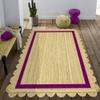 CASAVANI Collection Scalloped Rectangular Rug - 9x12 Purple & Beige Scallop Edge Braided Jute Rug Geometric Kilim Rug Indoor Outdoor Use Carpet Flatweave Rugs for Bedroom Dining Room Living Room view 2