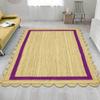 CASAVANI Collection Scalloped Rectangular Rug - 9x12 Purple & Beige Scallop Edge Braided Jute Rug Geometric Kilim Rug Indoor Outdoor Use Carpet Flatweave Rugs for Bedroom Dining Room Living Room view 4