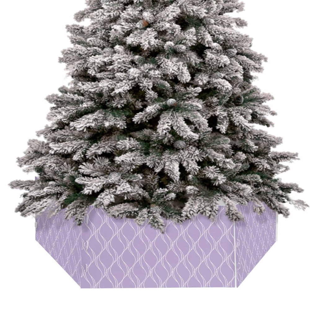 Christmas Tree Collar 4PCS-17"x10", Christmas Tree Ring Purple Wave Geometric Abstract Pattern Christmas Tree Stands Skirts Base Covers for Xmas Holiday Home Decor