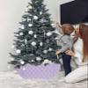 Christmas Tree Collar 4PCS-17"x10", Christmas Tree Ring Purple Wave Geometric Abstract Pattern Christmas Tree Stands Skirts Base Covers for Xmas Holiday Home Decor view 3