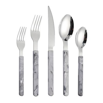 40-Piece Silverware Flatware Cutlery Set Service for 8,Imitation marble flatware Durable Stainless Steel Tableware in Ergonomic Design Size and Weight, Dishwasher Safe