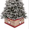 Christmas Tree Collar 4PCS-17"x10", Christmas Tree Ring Merry Christmas Gnome Xmas Elf on Rustic Wood Grain Christmas Tree Stands Skirts Base Covers for Xmas Holiday Home Decor view 1