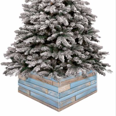 Christmas Tree Collar 4PCS-17"x10", Christmas Tree Ring Rustic Barn Wood Grain,Rural Style Christmas Tree Stands Skirts Base Covers for Xmas Holiday Home Decor