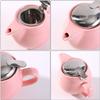 Auxmeware - Small Ceramic Teapot With Stainless Steel Infuser, Heat Resistant, Perfect Tea Maker, Pink Teapot 350ml/12.0oz view 3