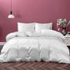 Kanak Bedding Satin 3 Piece Silk Like Duvet Cover Set,Ultra Soft and Breathable Bedding Set with 1pc Duvet Cover Zipper Closure & 2Pillow Cover.(White,King) view 1