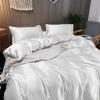 Kanak Bedding Satin 3 Piece Silk Like Duvet Cover Set,Ultra Soft and Breathable Bedding Set with 1pc Duvet Cover Zipper Closure & 2Pillow Cover.(White,King) view 2