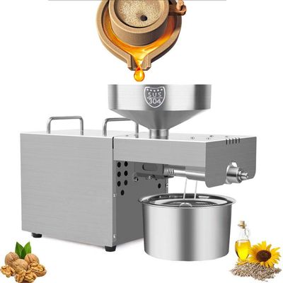 610W Oil Press 3-6Kg/H Oil Press Machine Automatic Oil Mill Stainless Steel Cold and Hot Extractor for Peanut/Soybean/Sesame/Fax Seeds/Rapeseed/Walnut