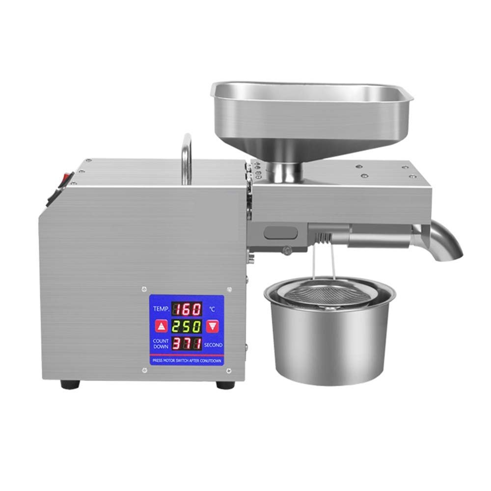 Oil Press Machine, Small Automatic Oil Extractor, Stainless Steel Electric Oil Press with Adjustable Temperature, for Peanuts, Walnuts, Sesame, Sunflower Seeds