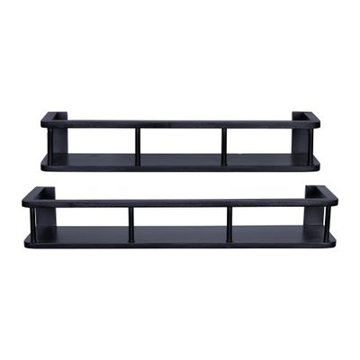 Stratton Home Decor Black Finish Set of 2 Wood Wall Shelves