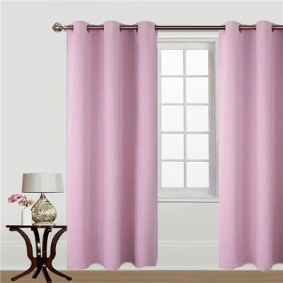 2pc Window Curtain Thermal Insulated Solid Unlined Grommet Blackout k68 Different Sizes and Colors (Hot Pink, 84")