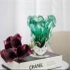 Cristais Labone Luxury Blown Glass Vase Green, Traun Model, Murano-Style, Unique Brazilian Craft, Table Centerpiece, Home Decor, Living Room, Wedding, Office, 5.7 lbs view 2