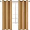 2pc Window Curtain Thermal Insulated Solid Unlined Grommet Blackout k68 Different Sizes and Colors (Gold, 63") view 1