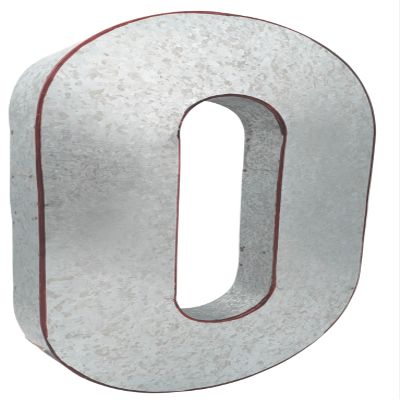 SciencePurchase 20" Metal Letter O Wall Decor, Silver with Rusted Edges, Galvanized Wall Mountable Decoration for Country, Mid-Century, or Farmhouse Themed Room or Event