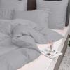 Duvet Cover 100% Egyptian Cotton Luxurious 600 Thread Count - Oversize 132x120- All Season Comfort - Hotel Quality Softness - Zipper Closure & Corner Ties - Light Grey Stripe view 2