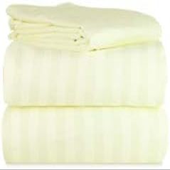 Duvet Cover 100% Egyptian Cotton Luxurious 600 Thread Count - Queen 88X90- All Season Comfort - Hotel Quality Softness - Zipper Closure & Corner Ties - Ivory Stripe