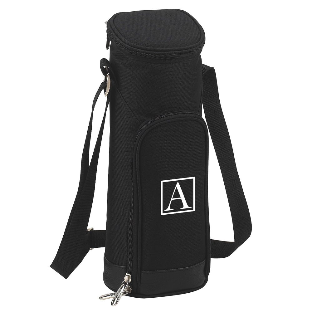 Picnic at Ascot Personalized Monogrammed Insulated Wine Bottle Tote with Corkscrew & Bottle Stopper- Designed & Assembled in The USA