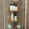 BAHELS Corner Shower Caddy Light Luxury Bathroom Triangle Rack, Shower Room Shower Gel Corner Rack, Wall-mounted Bathroom Organizer Shower Organizer (Size : Double Layer With Hook) view 3