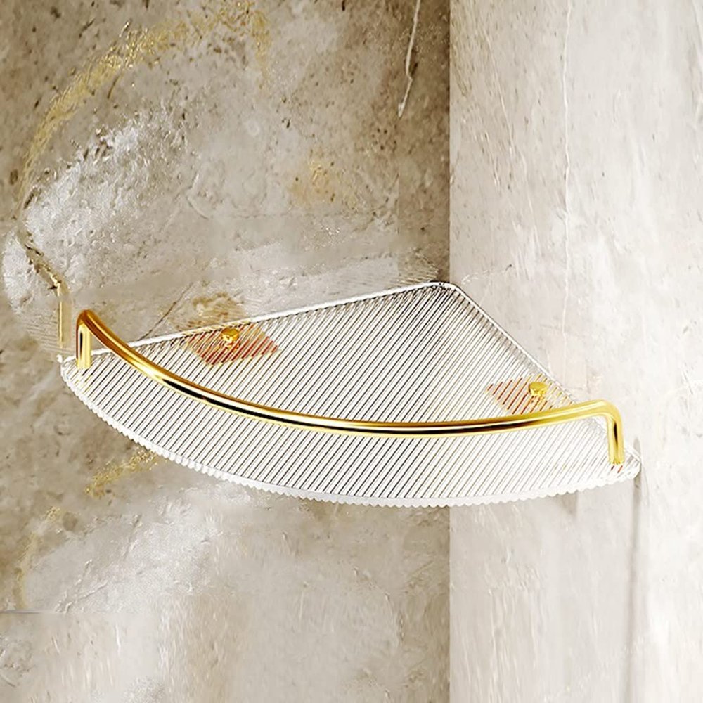 BAHELS Corner Shower Caddy Bathroom Rack, Storage Shelf On The Triangular Wall Of Acrylic Shower Room Toilet Shower Organizer (Size : Acrylic Single Layer)