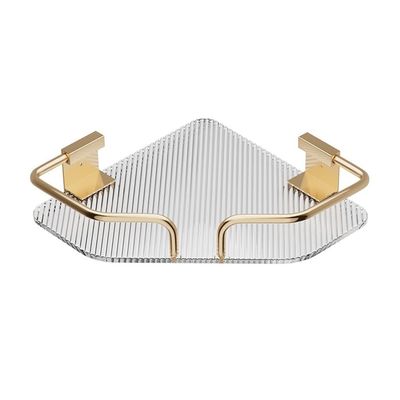 BAHELS Corner Shower Caddy Light Luxury Bathroom Organizer Storage Rack, Wall-mounted Acrylic Toilet Washstand Triangular Wall Storage Shower Organizer (Color : Gold single layer)